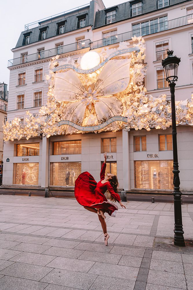Place Maurice Barr&egrave;s, Dior butterfly 2023, Christmas in Paris, by Dancing the Earth