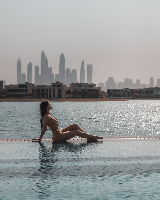 Atlantis the Palm White Beach sunbathing by the pool by Dancing the Earth