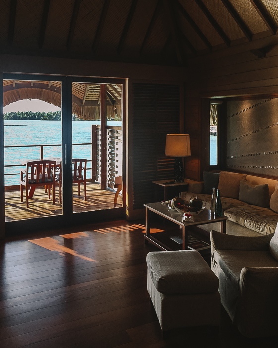 Four Seasons Bora Bora suites living room by Dancing the Earth