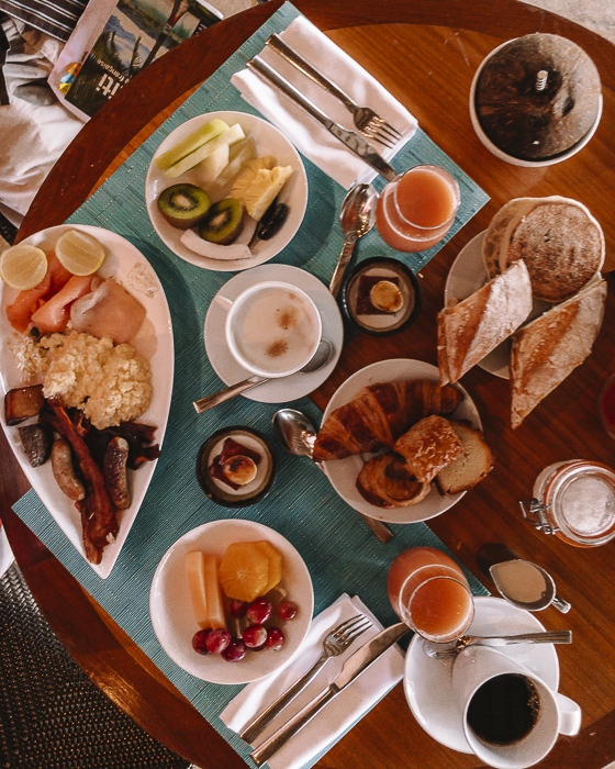 Four Seasons Bora Bora breakfast flatlay by Dancing the Earth