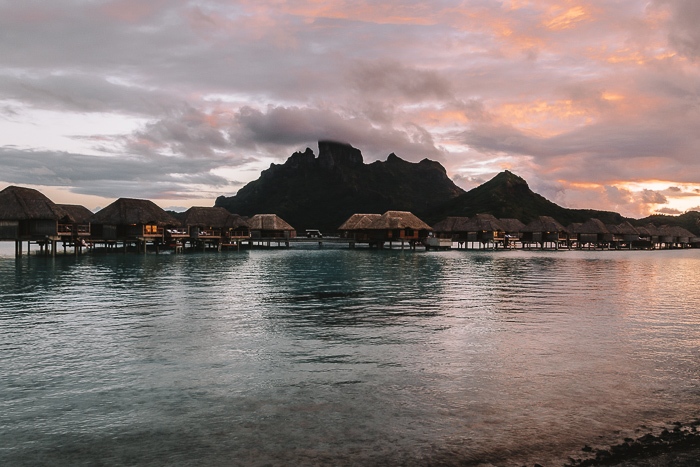 Four Seasons Bora Bora Mount Otemanu at sunset by Dancing the earth