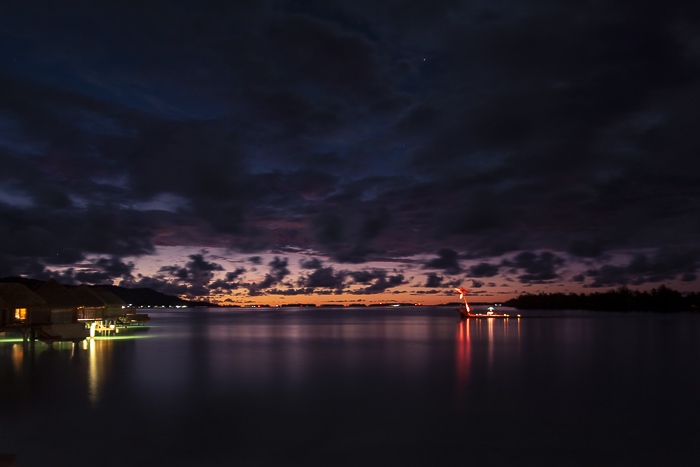 Four Seasons Bora Bora by night by Dancing the earth