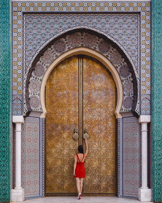 Morocco travel guide Fes Royal Palace door by Dancing the Earth