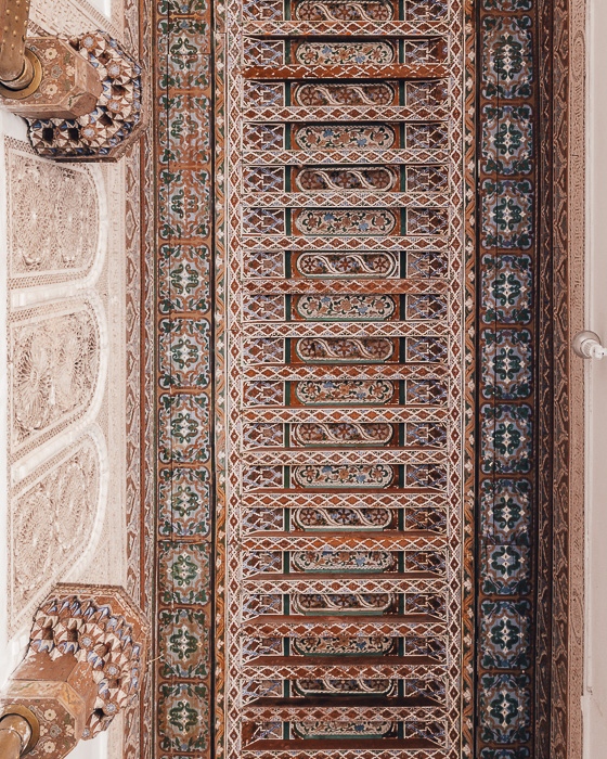 Ceiling detail of Bahia Palace in Marrakesh by Dancing the Earth