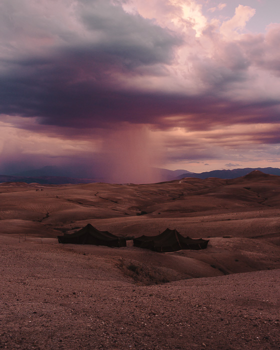 Sunset and storm from Scarabeo Camp by Dancing the Earth
