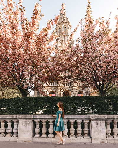 Spring in Paris Kanzan cherry blossoms in Eglise de la Trinité by Dancing the Earth