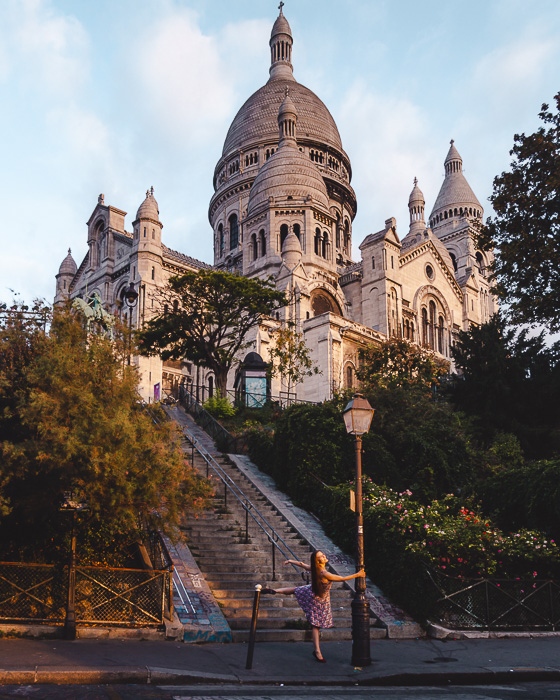 Paris in Summer Montmartre staircases to Sacre Coeur by Dancing the Earth