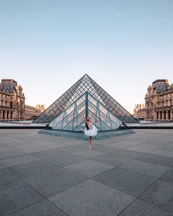 behind Louvre pyramids by Dancing the Earth