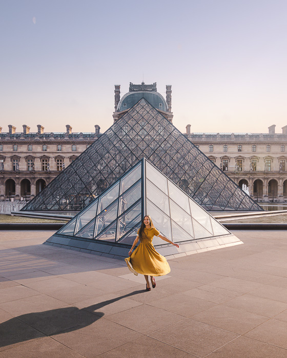 Paris winter Louvre pyramids from the side by Dancing the Earth