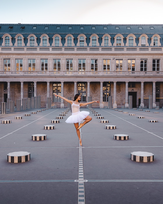 Paris Winter Palais Royal colonnes de Buren by Dancing the Earth