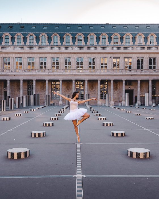 Paris Winter Palais Royal colonnes de Buren by Dancing the Earth