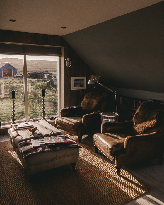 Scotland travel itinerary Isle of Skye Kilmaluag Bay B&B living room by Dancing the Earth