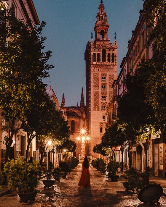 Seville weekend itinerary, Night photo of La Giralda by Dancing the Earth