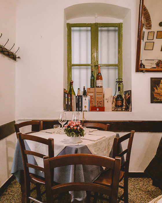 Inside the Trattoria Osvaldo, Boccadasse