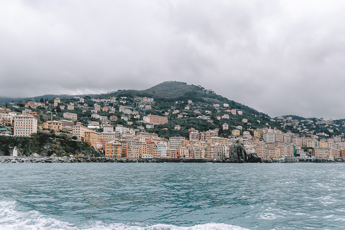 Panorama of Camogli from the sea, Liguria and Cinque Terre travel guide by Dancing the Earth