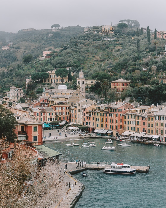 Portofino wharf from Chiesa di San Martino, Liguria and Cinque Terre travel guide by Dancing the Earth