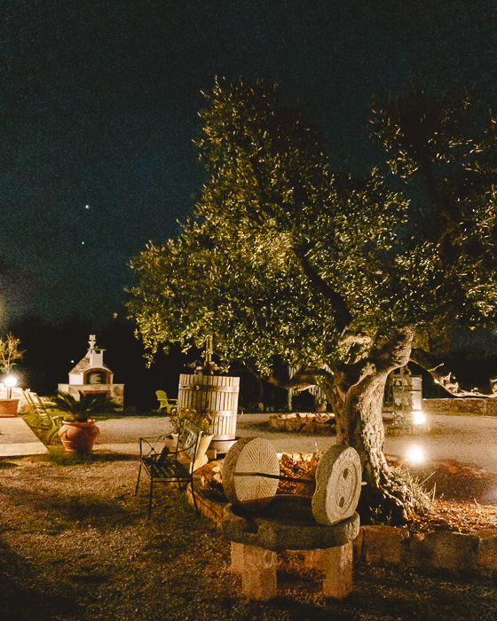 Trulli Caroli's garden by night