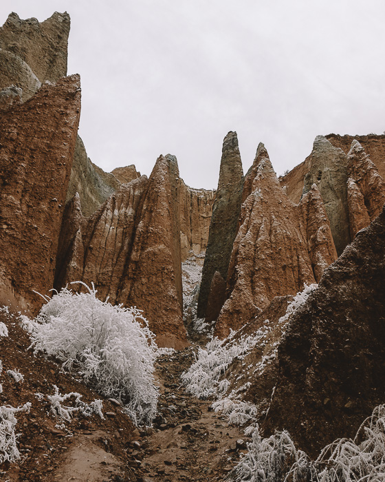 Clay Cliffs and snow, Dancing the Earth