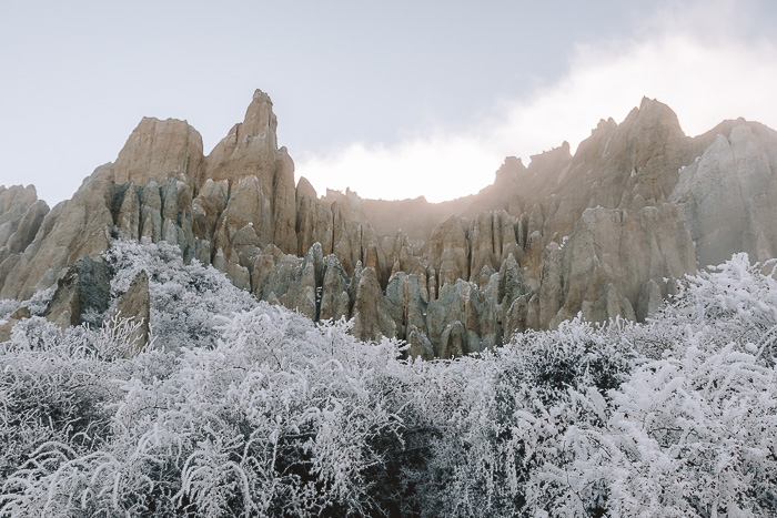 Panorama of the Clay Cliffs, South Island, Dancing the Earth