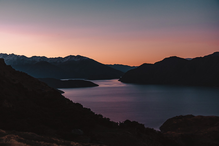 Last colors of the sunset over lake Wanaka, Dancing the Earth