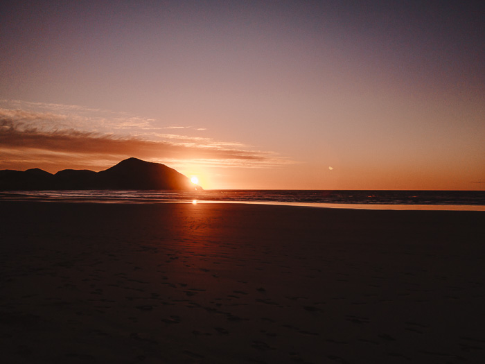 Sunset in Wharariki Beach, Dancing the Earth
