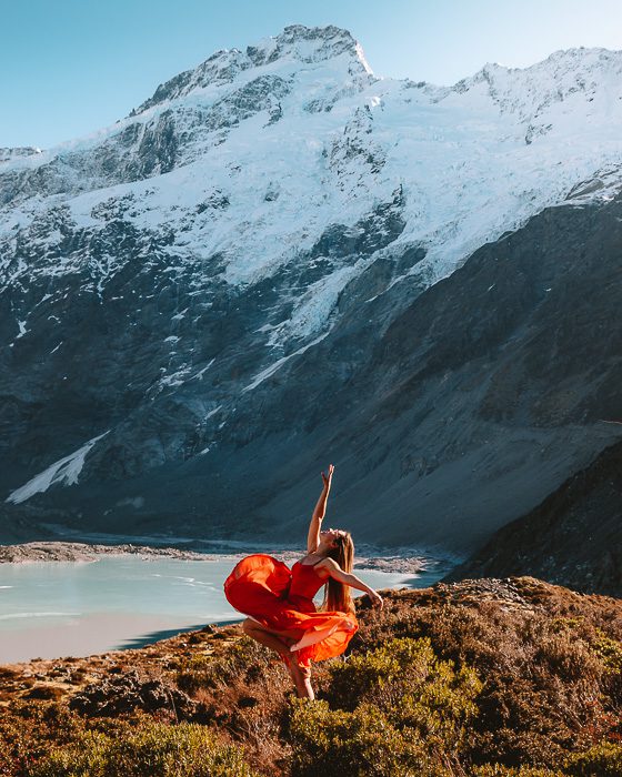 Dancing in front of Mount Sefton, Dancing the Earth