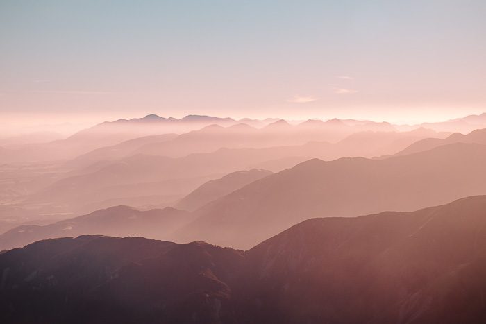 Golden hour lights on Kaikoura Ranges, Dancing the Earth