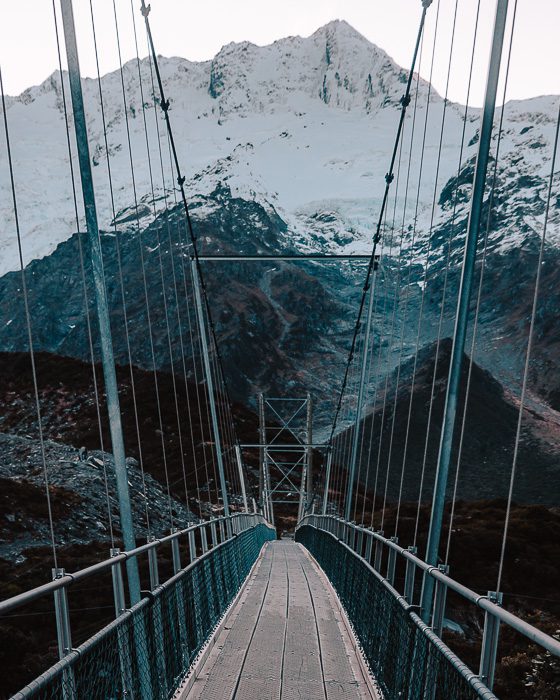 Hooker Valley Track, last bridge, Dancing the Earth