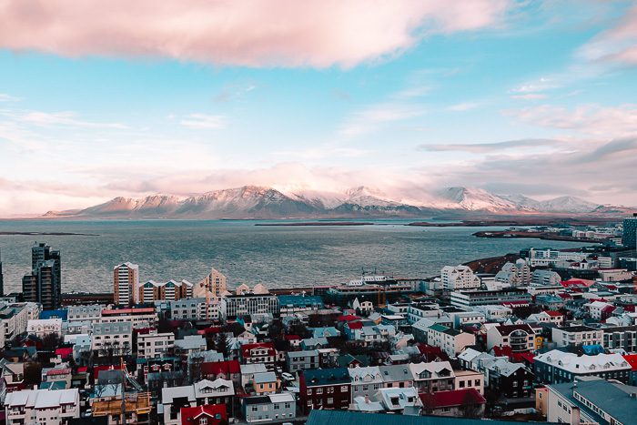 City and mountains view from Hallgrimskirkja, Dancing the Earth