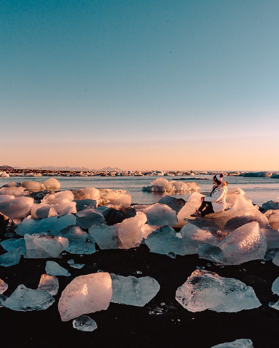 Jokulsarlon Diamond Beach at sunrise, Dancing the Earth