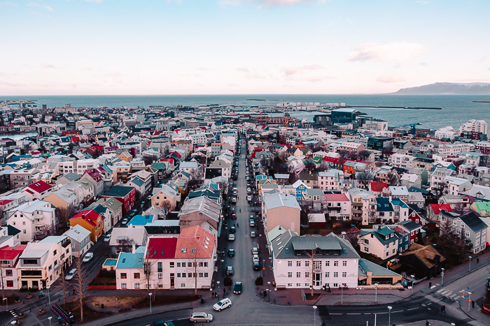 South Iceland, Reykjavik, main street view from Hallgrimskirkja, Dancing the Earth