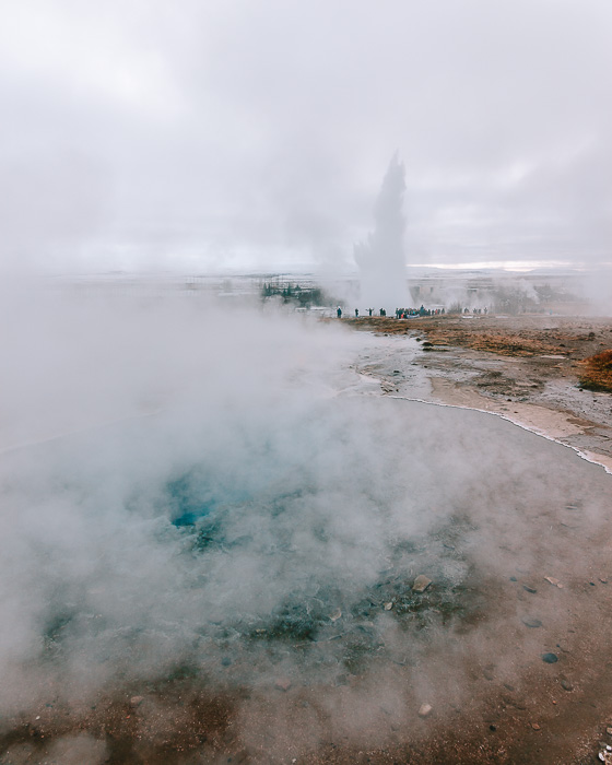 South Iceland, Strokkur erupting, Dancing the Earth