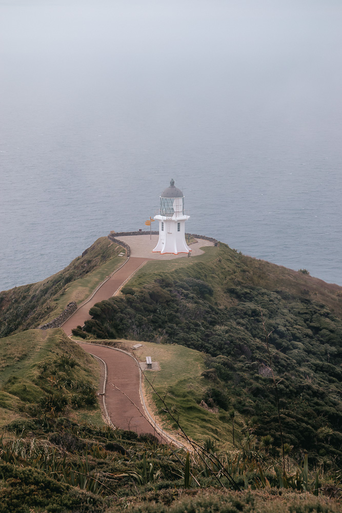 Cape Reinga lighthouse in the fog, Dancing the Earth