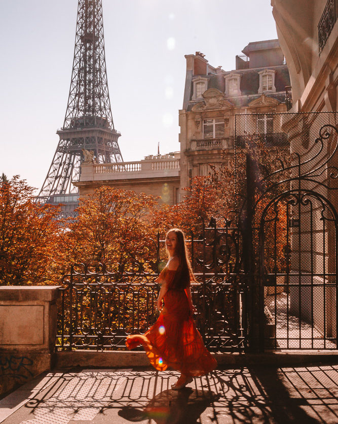 Avenue de Camoens in Autumn, Eiffel Tower view, by Dancing The Earth