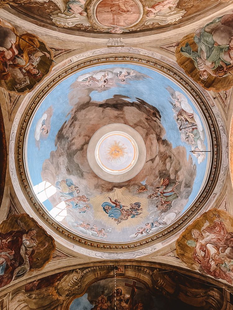 Details of a painted ceiling in the Duomo Vecchio of Brescia, Dancing the Earth