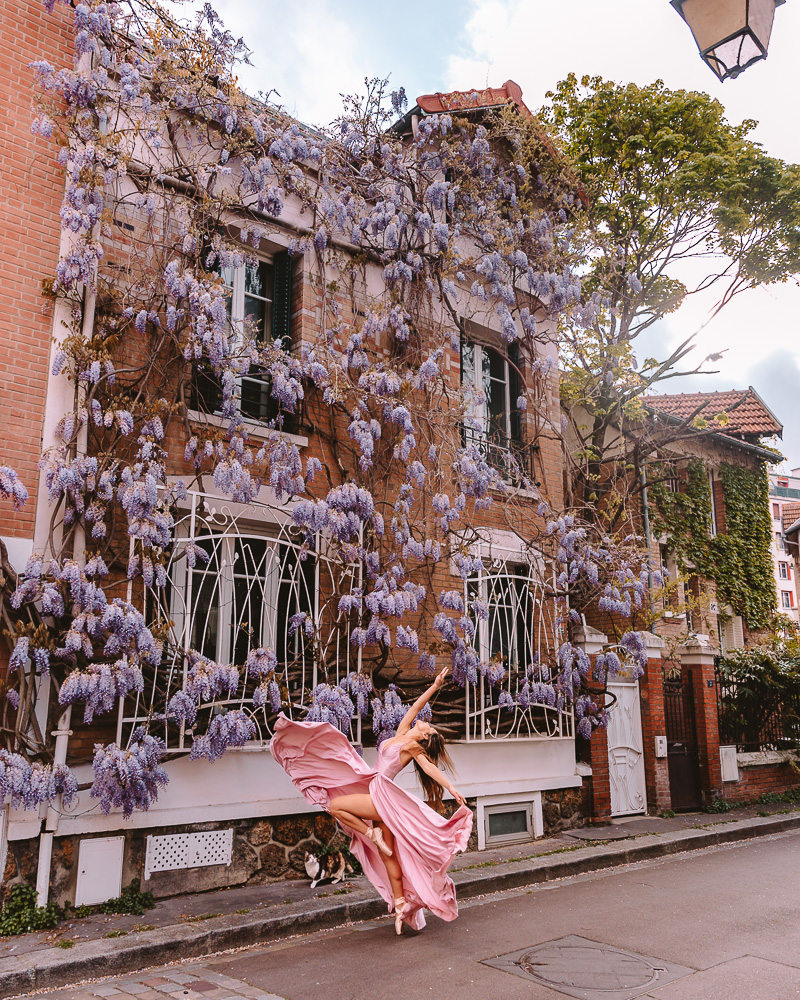 Paris in spring, wisteria at la Cité Florale, Dancing the Earth