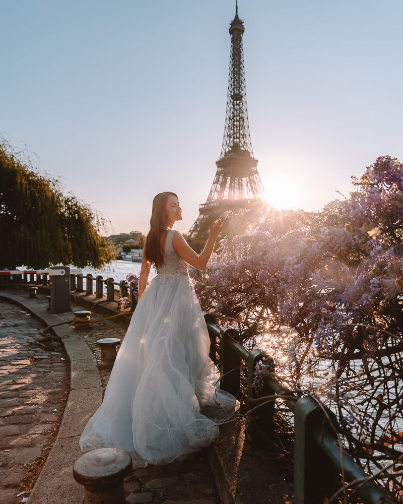 Paris in Bloom, wisteria at Port Debilly with the Eiffel Tower, Dancing the Earth