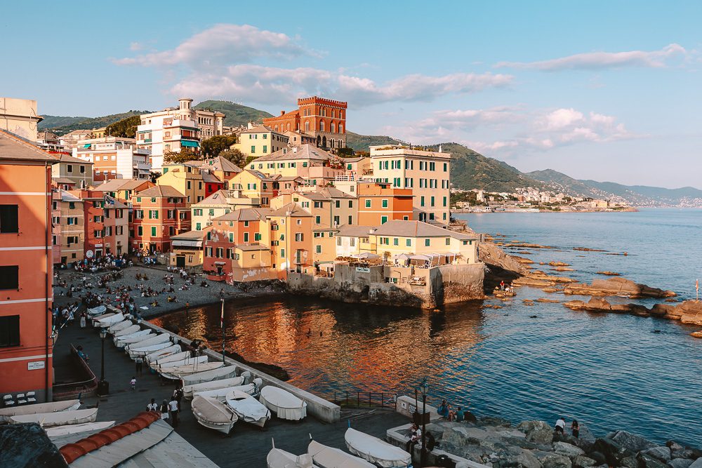 Boccadasse wharf and beach, Genoa, Dancing the Earth