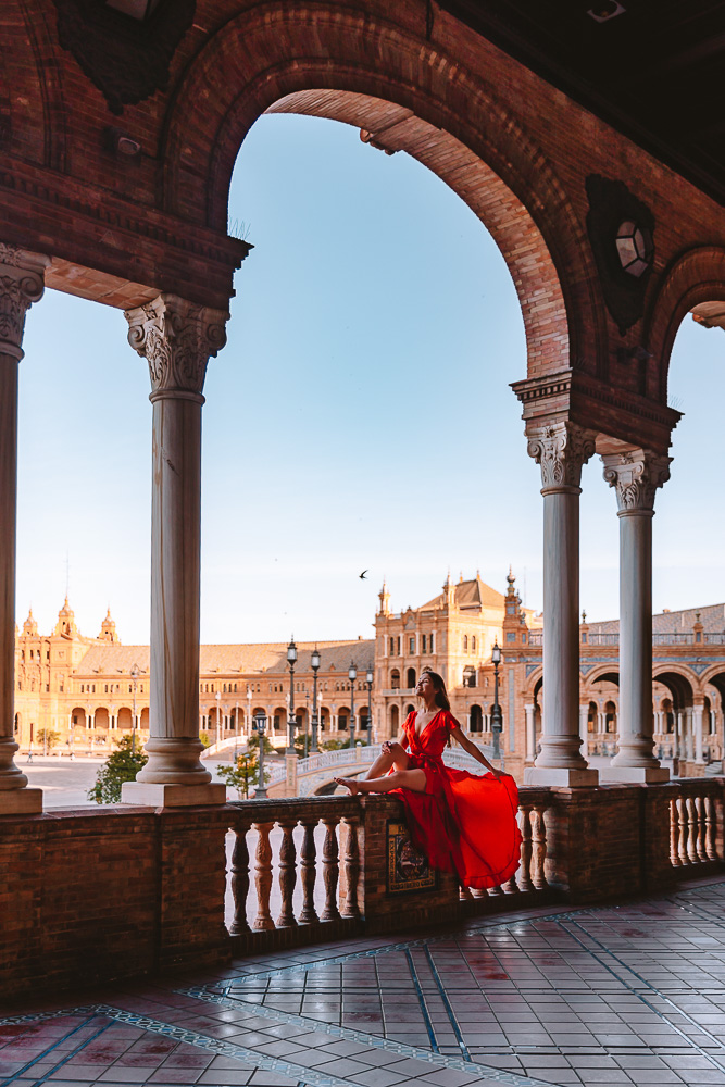 Seville weekend itinerary, Plaza de Sevilla balcony, by Dancing The Earth