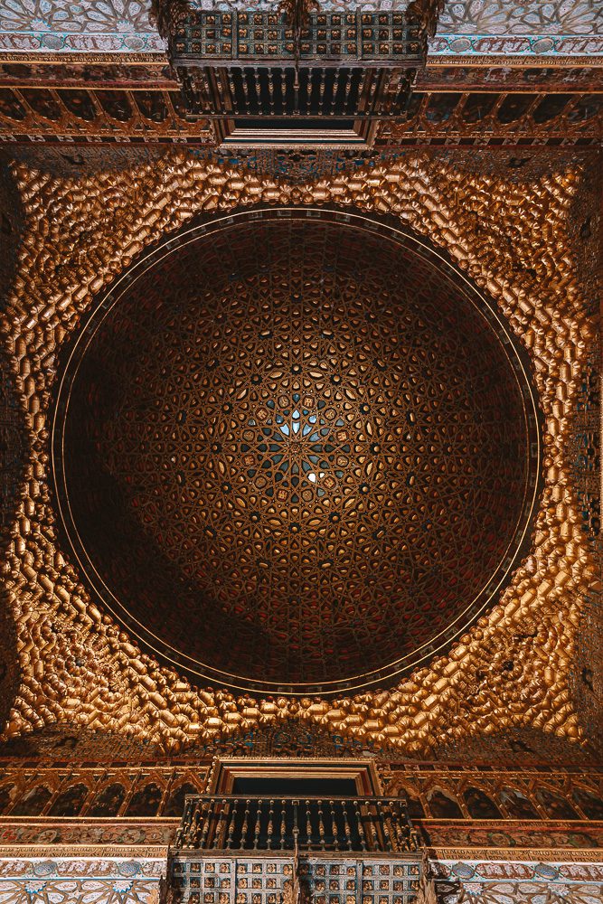 Seville weekend itinerary, Real Alcazar ceiling details, by Dancing The Earth