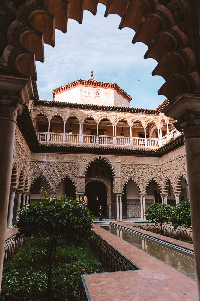 Seville weekend itinerary, side view of the Patio de las Doncellas at the Real Alcazar, by Dancing The Earth