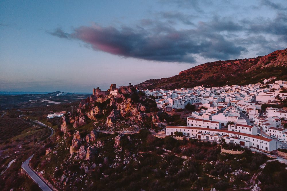 Andalusia road-trip itinerary, Zuheros from Sendero Canon del rio Bailon at sunset, by Dancing the Earth