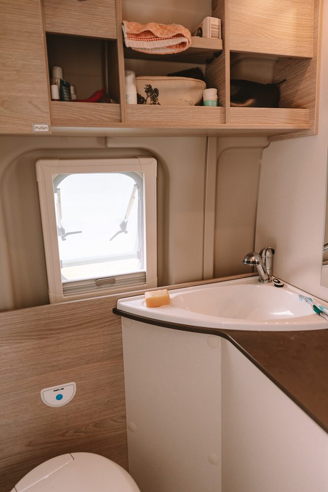 Campervan Travel, bathroom, by Dancing the Earth