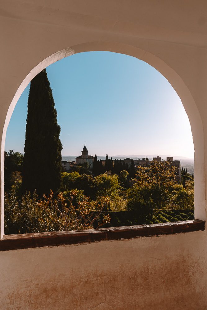 Alhambra Palace from Generalife corridor, by Dancing the Earth
