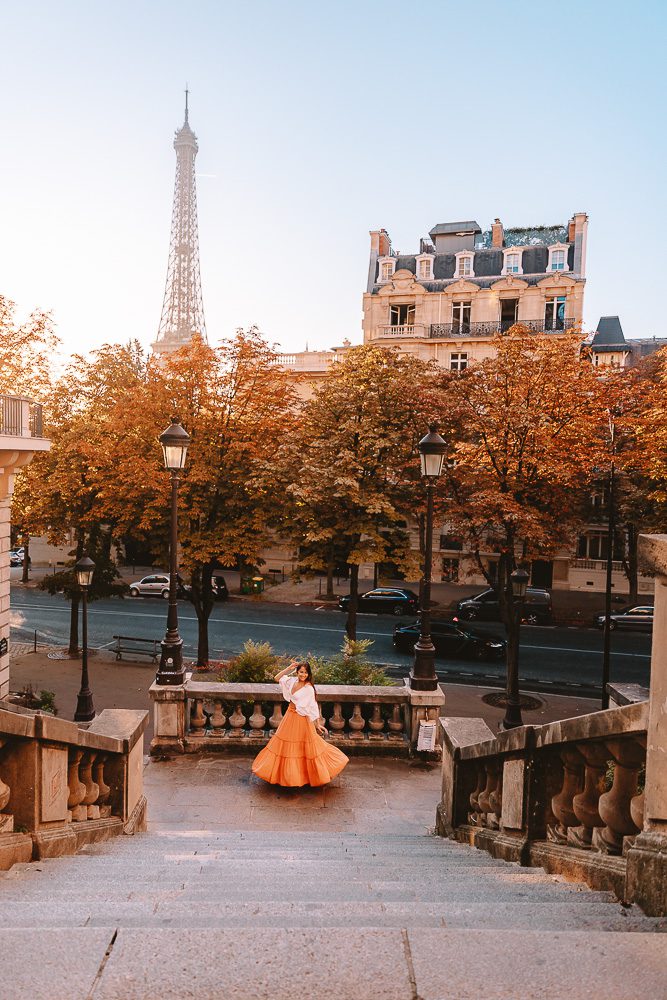 Autumn in Paris, Avenue de Camoens and Eiffel Tower, by Dancing the Earth