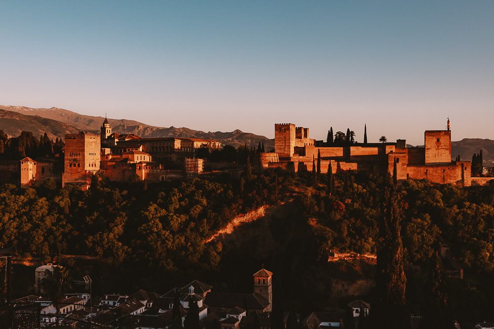 Granada Alhambra from Mirador San Nicolas at sunset, by Dancing the Earth