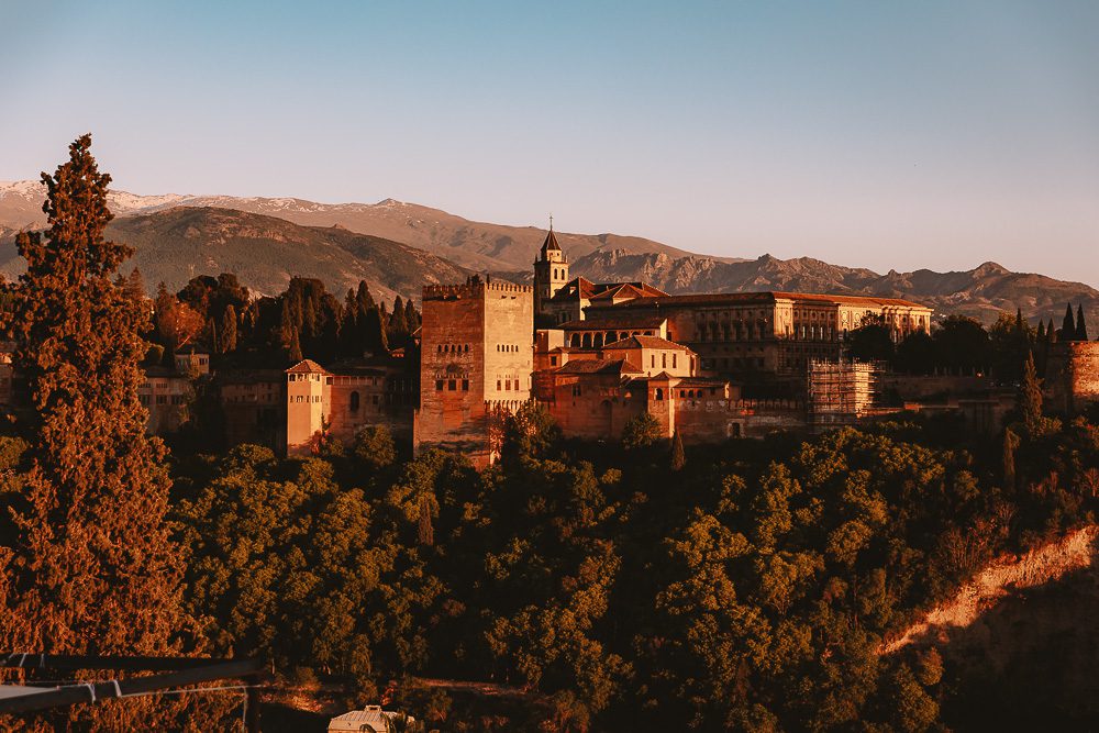 Granada weekend itinerary Alhambra from Mirador San Nicolas, at golden hour, by Dancing the Earth