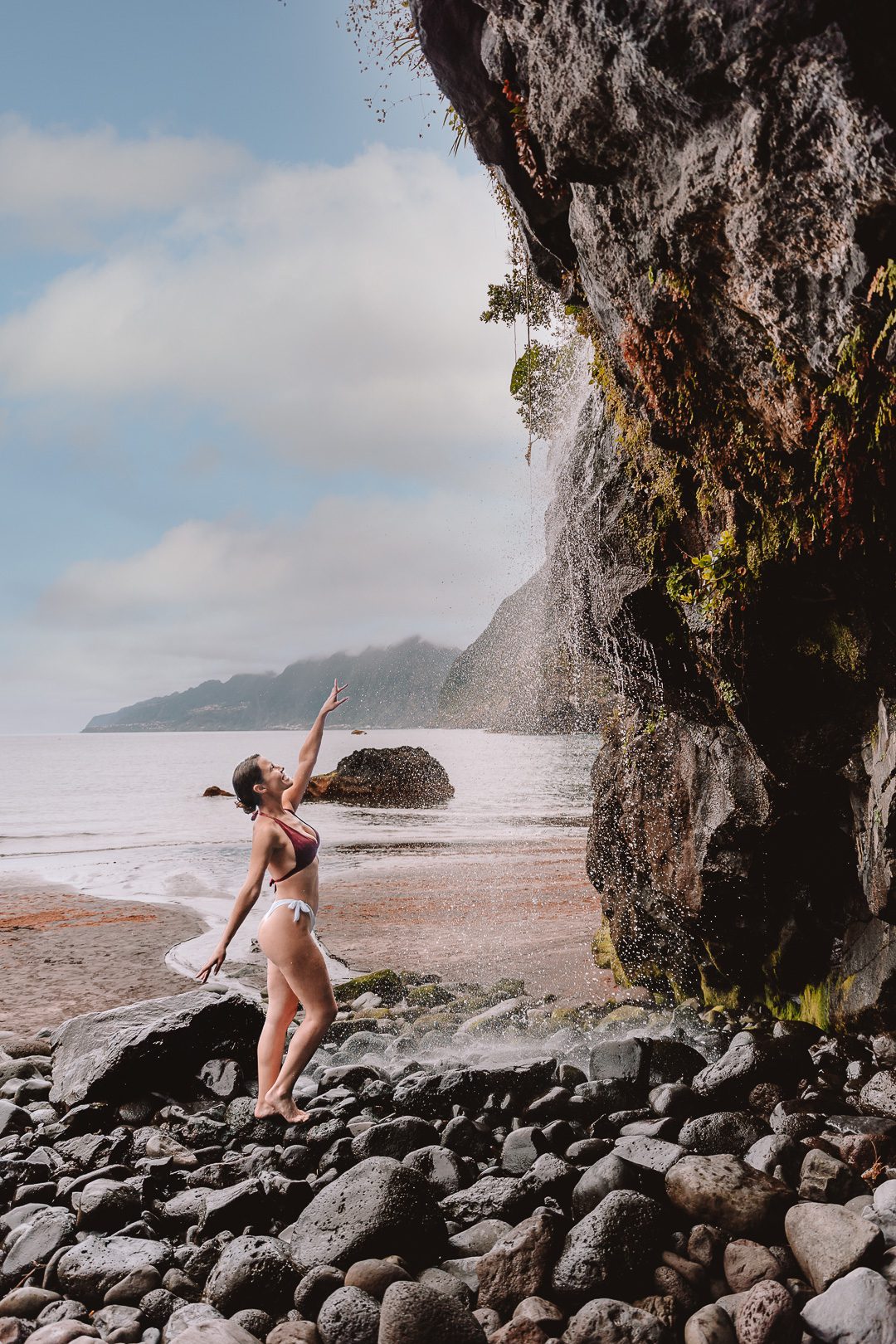 Madeira things to do, Seixal beach waterfall, by Dancing the Earth